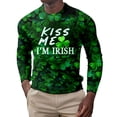 thumbnail image 1 of IWRICH St. Patrick's Day T Shirts for Men Long Sleeve Cute Graphic Shamrock Pullover Tops Cozy Crewneck Tees 02-Green S, 1 of 4