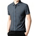 thumbnail image 1 of IWRICH Strip Shirts for Men Short Sleeve Button down Shirt Casual Formal Business Regular Fit Shirts with Pocket Navy XXL, 1 of 6