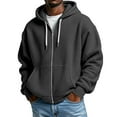thumbnail image 1 of IWRICH Sweatshirt for Men Waffle Full Zip up Hooded Sweatshirts Cozy Solid Color Hoodie Casual Loose Fit Coat M, 1 of 4