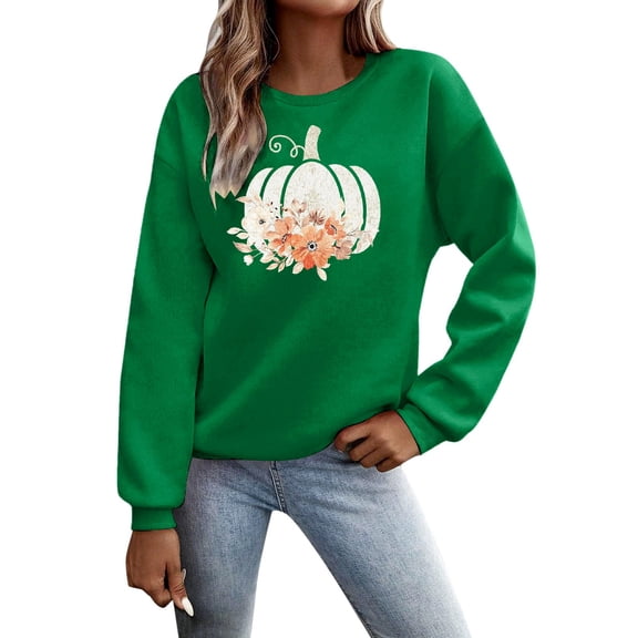 IWRICH Thanksgiving Crewneck Sweatshirt Women Gobble Turkey Graphic Shirt Thanksgiving Turkey Pullovers Long Sleeve Fall Tops B-Green S