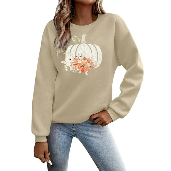 IWRICH Thanksgiving Crewneck Sweatshirt Women Gobble Turkey Graphic Shirt Thanksgiving Turkey Pullovers Long Sleeve Fall Tops B-Khaki S