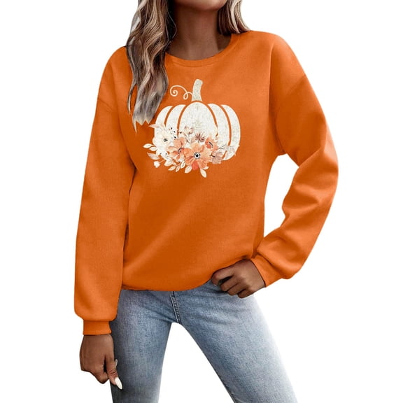 IWRICH Thanksgiving Crewneck Sweatshirt Women Gobble Turkey Graphic Shirt Thanksgiving Turkey Pullovers Long Sleeve Fall Tops B-Orange S