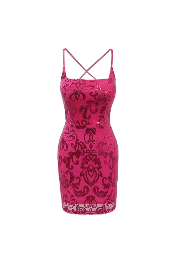 Tight Sequin Homecoming Dresses for Women Sparkly Short Prom Dress Glitter Gowns Hot Pink XL