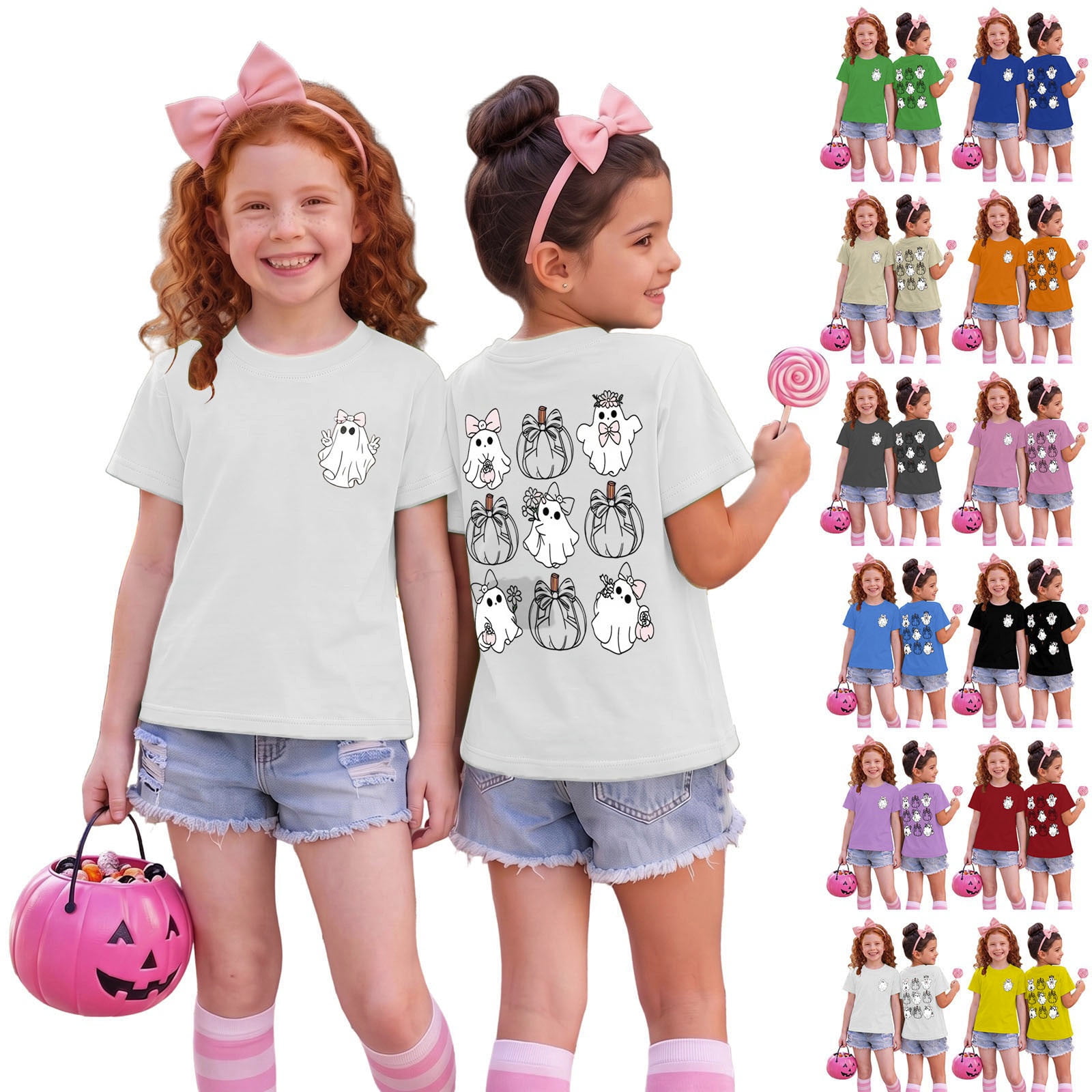 Waman Boo IWRICH Toddler Girls Halloween Tees Pumpkin Boo Ghost Short Sleeve Fall ...