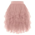 thumbnail image 1 of IWRICH Tulle Skirts for Women High Waist Elastic Midi Skirt A-Line Irregular Layered Mesh Tutu Skirts Pink S, 1 of 2