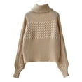 thumbnail image 1 of IWRICH Turtleneck Sweater for Women Long Sleeve Casual Knit Pullover Knit Pullover Sweaters 2025 Fall Winter Fashion Beige L, 1 of 3