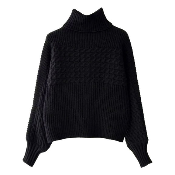IWRICH Turtleneck Sweater for Women Long Sleeve Casual Knit Pullover Knit Pullover Sweaters 2025 Fall Winter Fashion Black L
