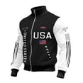 thumbnail image 1 of IWRICH USA Flag Printed Plus Size Jacket for Men 4th of July Independence Day Full Zip Sweatshirts Collar Lightweight Streetwear Black XXXXL, 1 of 3