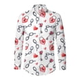 thumbnail image 1 of IWRICH Valentine's Day Dress Shirt for Men Vacation Stylish Casual Lapel Long Sleeve Heart Printed Button down Tops Grey M, 1 of 7