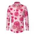 thumbnail image 1 of IWRICH Valentine's Day Dress Shirt for Men Vacation Stylish Casual Lapel Long Sleeve Heart Printed Button down Tops Pink S, 1 of 7