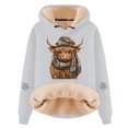 thumbnail image 1 of IWRICH Valentine's Day Hoodies for Women Cow with Scarf Printed Hooded Sweatshirts Fleece Sherpa Lined Pullover Tops GY1 XL, 1 of 3