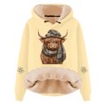 thumbnail image 1 of IWRICH Valentine's Day Hoodies for Women Cow with Scarf Printed Hooded Sweatshirts Sherpa Lined Pullover Tops Yellow XL, 1 of 3