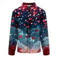 thumbnail image 1 of IWRICH Valentines Day Dress Shirts for Men Stylish Casual Lapel Long Sleeve Love Heart Print Button down Vacation Tops 07-Blue XXL, 1 of 4