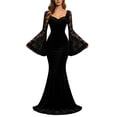 thumbnail image 1 of IWRICH Velvet Gothic Maxi Dress for Women Dresses with Lace Bell Sleeves Goth Vintage Halloween Gown, 1 of 5