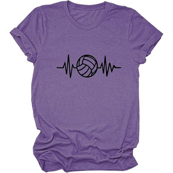 IWRICH Volleyball T-Shirt Sport Life Crewneck for Women Casual Loose Fit Game Day Tee Tops Dark Purple XL