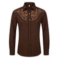 thumbnail image 1 of IWRICH Western Shirts for Men Cowboy Shirts Long Sleeve Printed Country Shirt Slim Fit Button down Shirt Casual Work Wine XL, 1 of 4