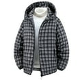 thumbnail image 1 of IWRICH Winter Heavy Warm Sherpa Lined Jackets for Men Plaid Flannel Tops Plus Size M-8XL Big&Tall Coat Black XXXL, 1 of 5