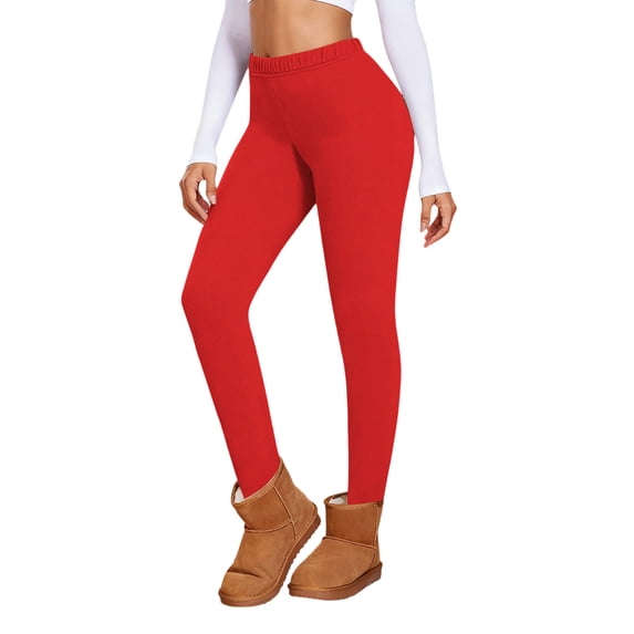 IWRICH Winter Leggings for Women Thermal Fleece Sherpa Lined Thick Cold Weather Snow Joggers High Waisted Soft Yoga Pants Red XL