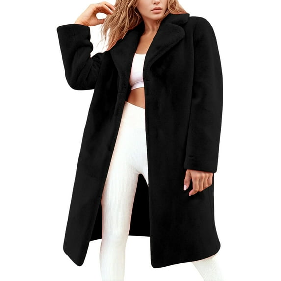 IWRICH Women Faux Fur Full Length Winter Coat Warm Fluffy Fleece Long Parka Jacket Thick Plus Size Sherpa Outerwear Overcoat Black XXL