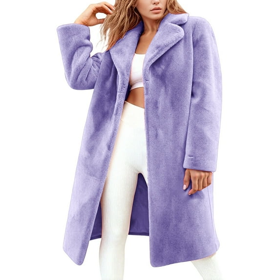 IWRICH Women Full Length Winter Coat Warm Fluffy Long Parka Jacket Thick Plus Size Sherpa Outerwear Overcoat Purple XXXL