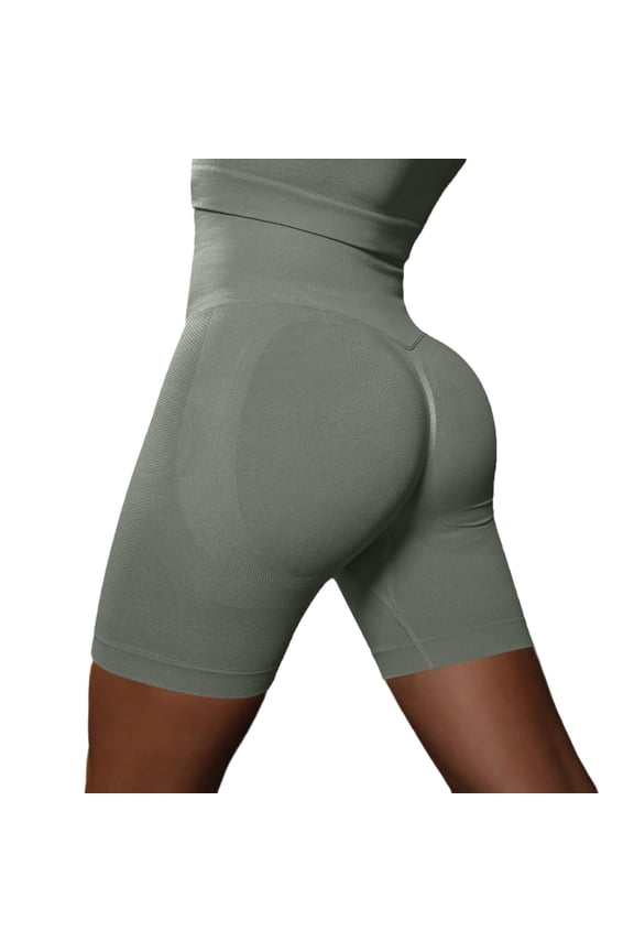 Women Seamless Scrunch Workout Shorts High Waisted Tummy Control Running Gym Fitness Yoga Shorts Grey M