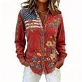 thumbnail image 1 of IWRICH Women's 250th Anniversary 1776-2026 American Flag USA Shirt Floral Patriotic Button down Long Sleeve Blouses 09-Red M, 1 of 3