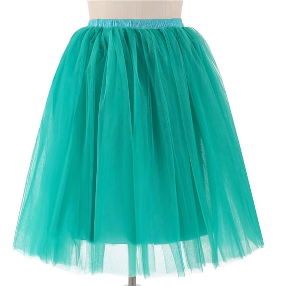 IWRICH Women's 5 Layer Sheer Knee Length Princess Petticoat Underskirt Tulle Tutu Skirt for Prom Party Green One Size