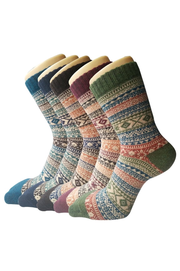 Women's 5 Pairs Wool Socks Stocking Stuffers Warm Soft Crew Boot Sock Gift for Women Men(maybe Have Same Color) Blue