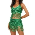 thumbnail image 1 of IWRICH Women's Belly Dance Costume Sequin Bra Tassel Tops with Chest Party Club Wear Bra Tops Green One Size, 1 of 5