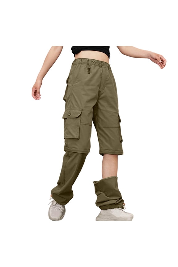 Women's Cargo Pants Baggy Elastic Waist Cargo Joggers Oversized Casual Work Pants Trousers Khaki XL