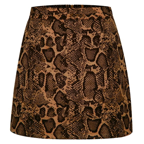 IWRICH Women's Casual High Waist Suede Leopard Print Bodycon Mini Pencil Skirt Brown XL