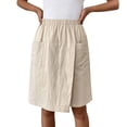 thumbnail image 1 of IWRICH Women's Casual Skorts High Waist Summer Linen Knee Length Shorts Solid Tennis Golf Beach Loose Trendy Skirt with Pockets Beige L, 1 of 7