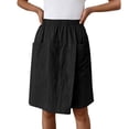 thumbnail image 1 of IWRICH Women's Casual Skorts High Waist Summer Linen Knee Length Shorts Solid Tennis Golf Beach Loose Trendy Skirt with Pockets Black M, 1 of 7