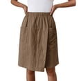 thumbnail image 1 of IWRICH Women's Casual Skorts High Waist Summer Linen Knee Length Shorts Solid Tennis Golf Beach Loose Trendy Skirt with Pockets Brown S, 1 of 7