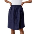 thumbnail image 1 of IWRICH Women's Casual Skorts High Waist Summer Linen Knee Length Shorts Solid Tennis Golf Beach Loose Trendy Skirt with Pockets Navy XL, 1 of 7