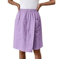 thumbnail image 1 of IWRICH Women's Casual Skorts High Waist Summer Linen Knee Length Shorts Solid Tennis Golf Beach Loose Trendy Skirt with Pockets Purple M, 1 of 7