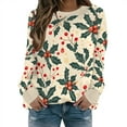thumbnail image 1 of IWRICH Women's Christmas Floral Sweatshirts Funny Graphic Crewneck Pullover Tops Casual Loose Long Sleeve Tops Xmas Shirts XL, 1 of 4