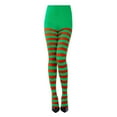 thumbnail image 1 of IWRICH Women's Christmas Striped Tights Full Length Footed Opaque Pantyhose Leggings Thigh High Stockings Green, 1 of 2
