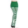 thumbnail image 1 of IWRICH Women's Christmas Striped Tights Full Length Footed Opaque Pantyhose Leggings Thigh High Stockings White, 1 of 2