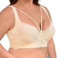 thumbnail image 1 of IWRICH Women's Criss Cross Front Closure Bras Plus Size Underwire Supportive Bra Lift V-Neck Soft Comfy Bralettes Beige XL, 1 of 6