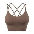 thumbnail image 1 of IWRICH Women's Cross Back Sports Bra Padded Strappy High Support Yoga Bra for Workout Fitness Brown L, 1 of 2