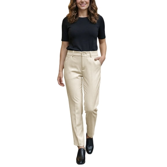 IWRICH Women's Dress Pants Business Casual Trendy High Waisted Ankle Length Dressy Trousers Slacks Work Clothes Khaki XL
