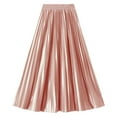 thumbnail image 1 of IWRICH Women's Elastic High Waist Long Pleated Skirt Tiered Boho Swing a Line Beach Maxi Skirt Pink One Size, 1 of 2