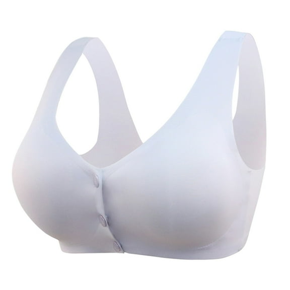IWRICH Women's Front Closure Bras Seamless No Underwire Bralettes Supportive Wireless Mastectomy Bra Grey L