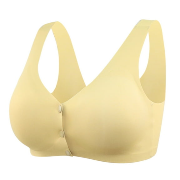 IWRICH Women's Front Closure Bras Seamless No Underwire Bralettes Supportive Wireless Mastectomy Bra Yellow XXL