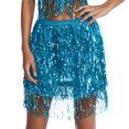 thumbnail image 1 of IWRICH Women's Full Skirt with Sparkly Sequin Fringe Tassel Stretchy Elastic Waist Scarf Clubbing Party Outfit Sky Blue XL, 1 of 4