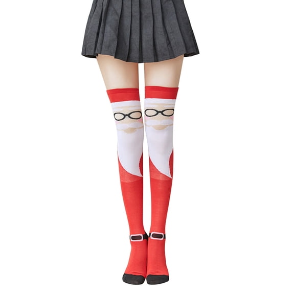 IWRICH Women's Funny Socks Novelty Crazy Graphic Printed Compression over Knee Long Socks B