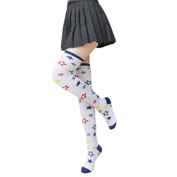 IWRICH Women's Funny Socks Novelty Crazy Graphic Printed Compression over Knee Long Socks C