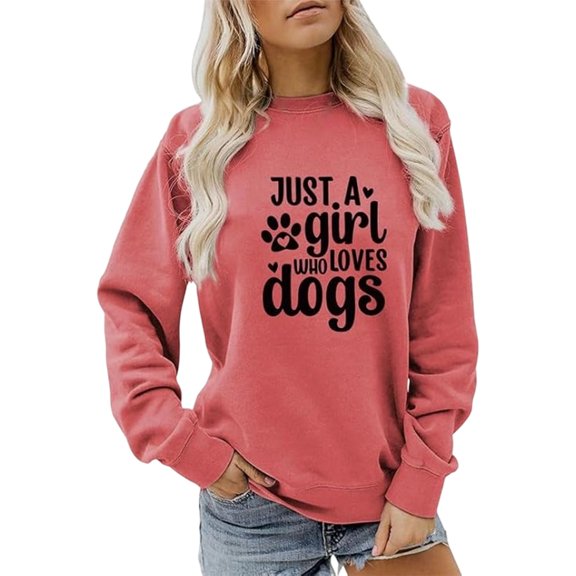IWRICH Women's Funny Sweatshirts Cute Paw Print Graphic Dog Mom Crewneck Long Sleeve Pullover Tops Watermelon Red S