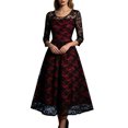 thumbnail image 1 of IWRICH Women's Gothic Party Dress Mesh Floral Embroidery A-Line Swing Dress Wedding Prom Dress Halloween Evening Gown, 1 of 6